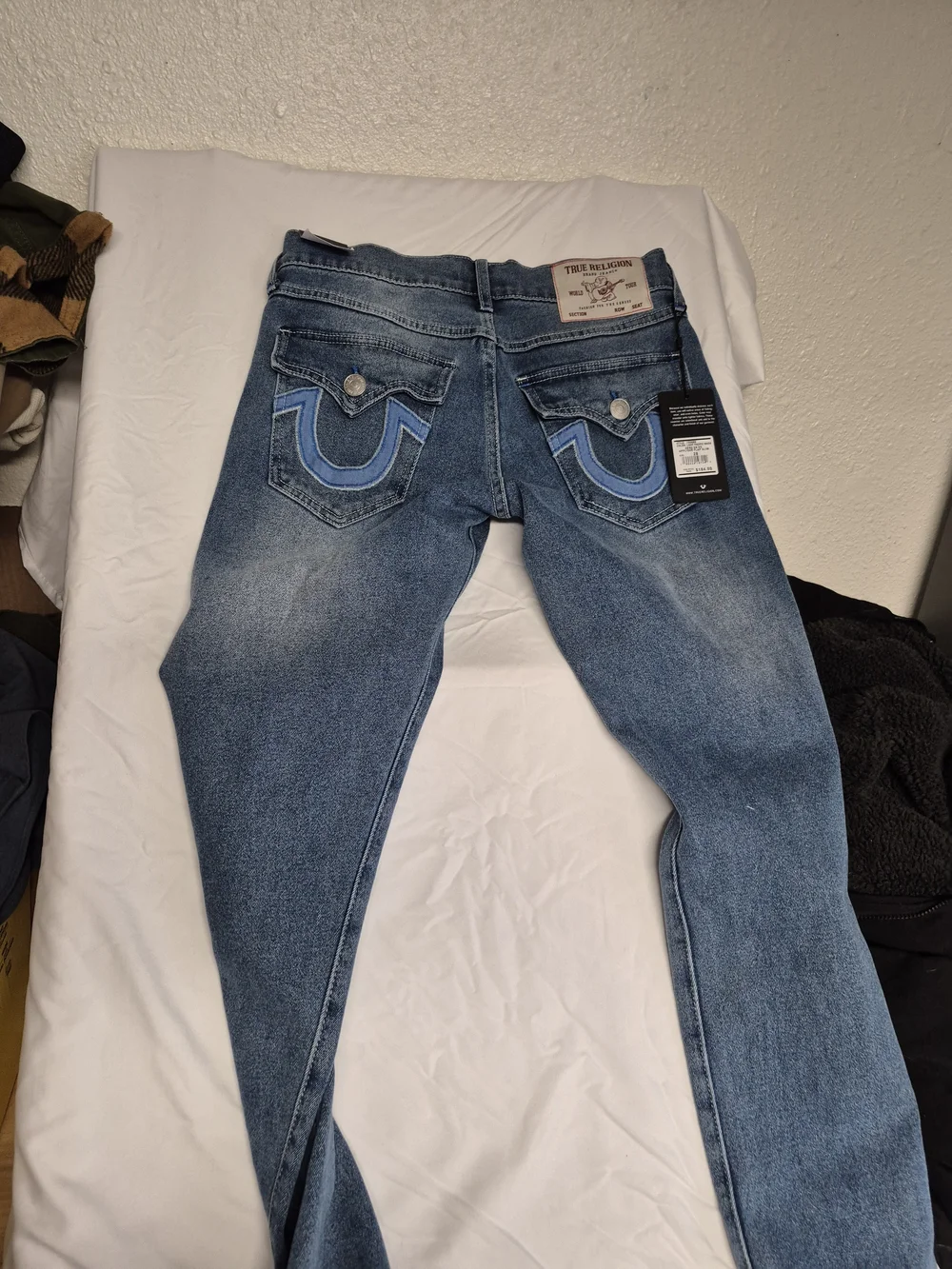 True Religion Men's Mid-Blue Slim Straight Jeans